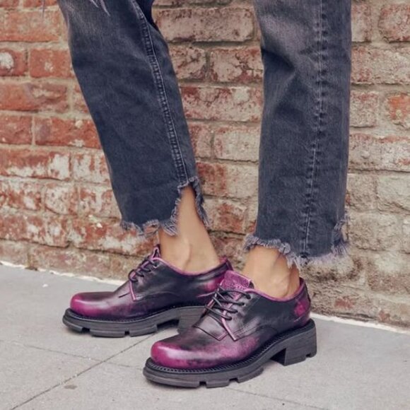A.S.98 Shoes - A.S.98 Layton Lug Sole Loafer Shoes 38 7.5 8 Fuchsia Pink Black Leather NEW $319